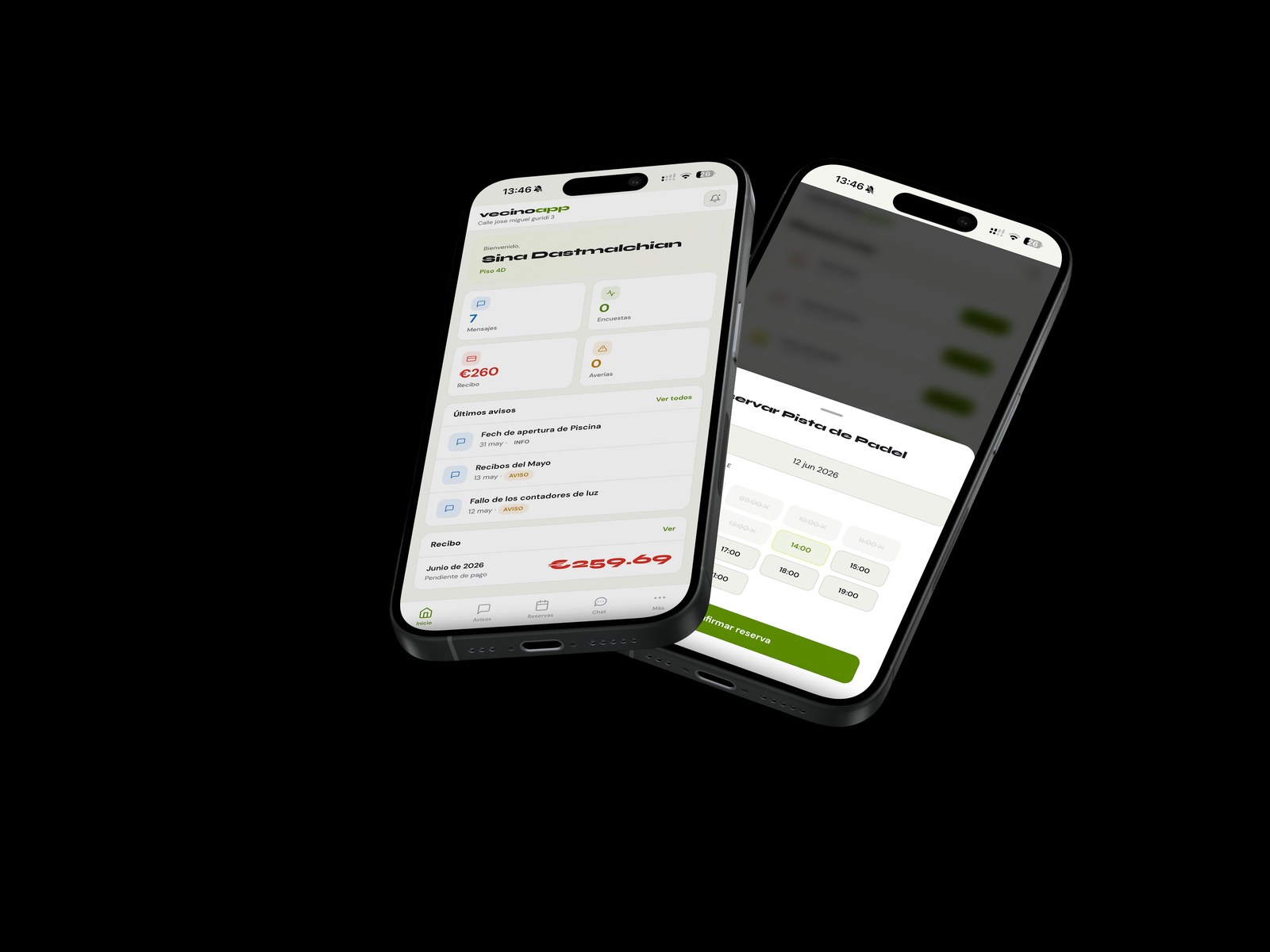 Resident dashboard and booking