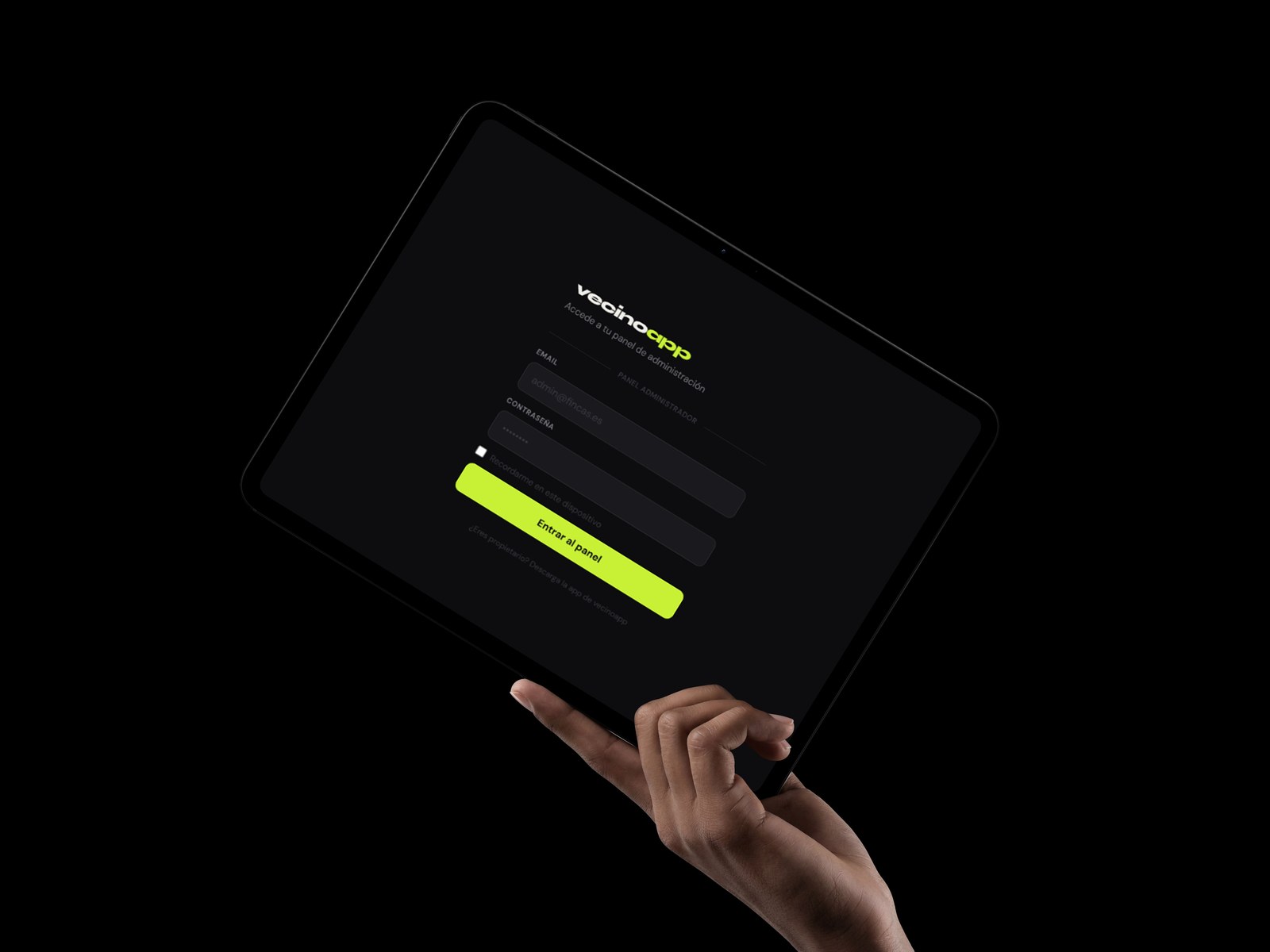 Property manager admin panel on iPad